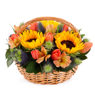 Цветы в корзинке «Солнечный день»